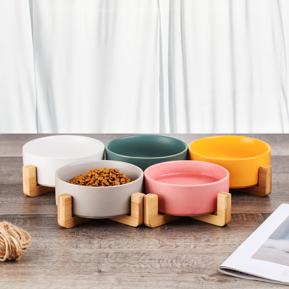 Ceramic Bowl with Wooden Stand