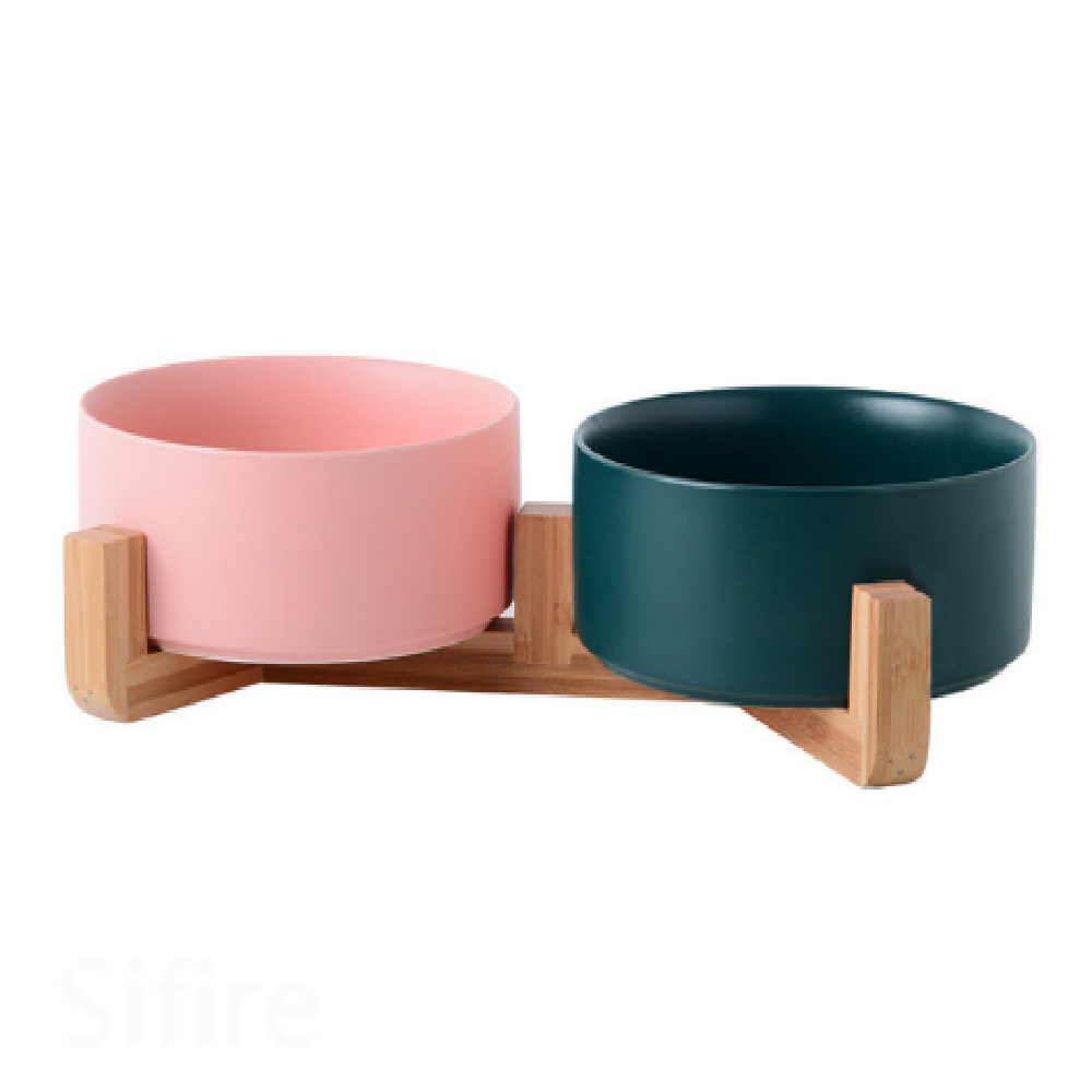 Ceramic Bowl with Wooden Stand