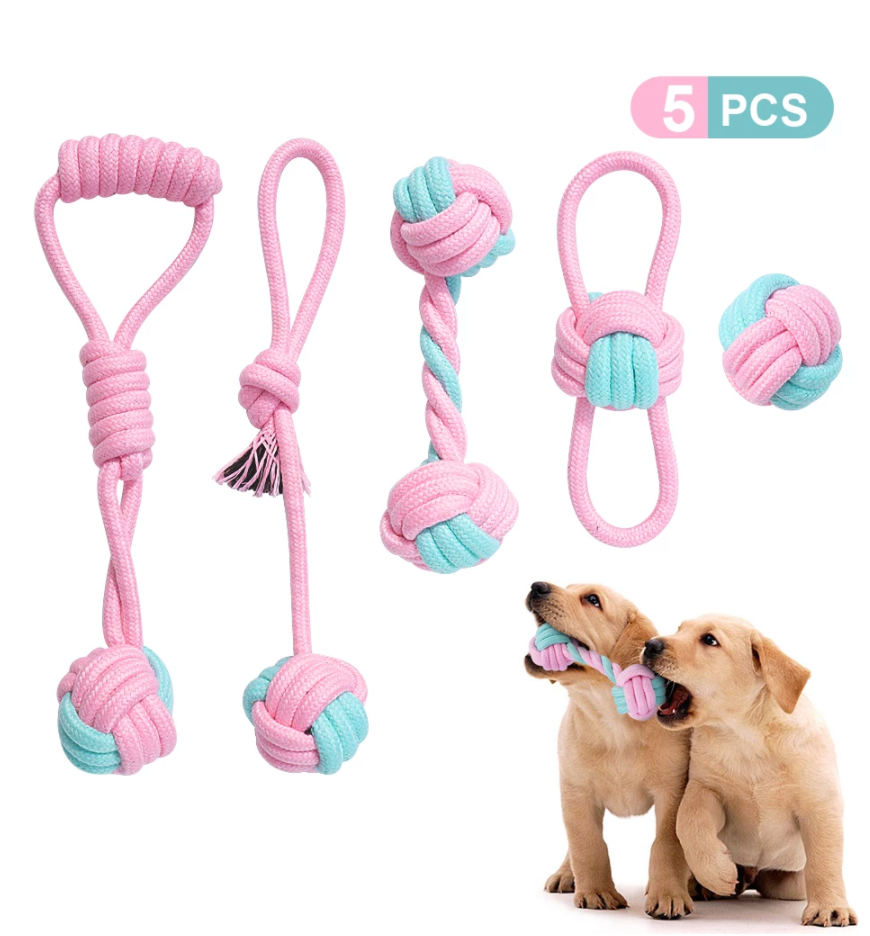 Cotton Rope Toys (12 Different Styles, 5-piece Set & 12-piece Set)