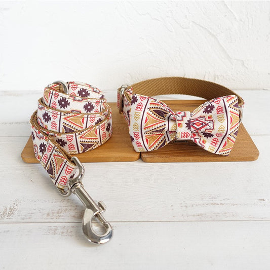 Aztec Print Bow Tie, Collar & Leash Set