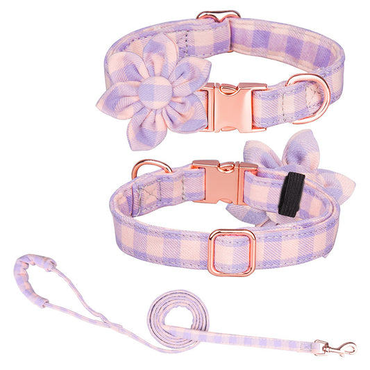 Adorable Prints Collar, Leash & Flower/Bow Tie Set