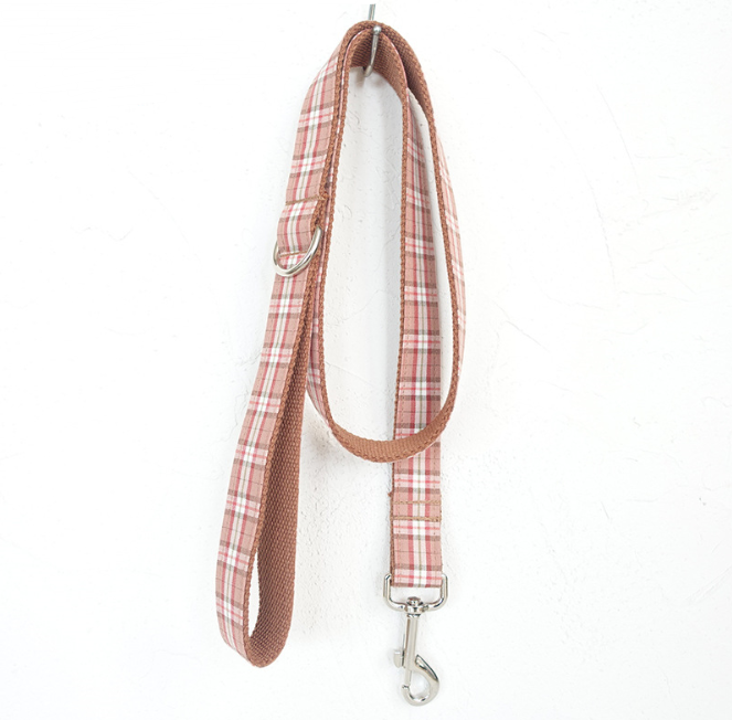 Cute Orange Plaid Bow Tie, Collar and Leash Set for Dogs