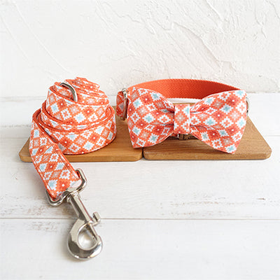 Orange Adventure Matching Bow Tie, Collar & Leash Set