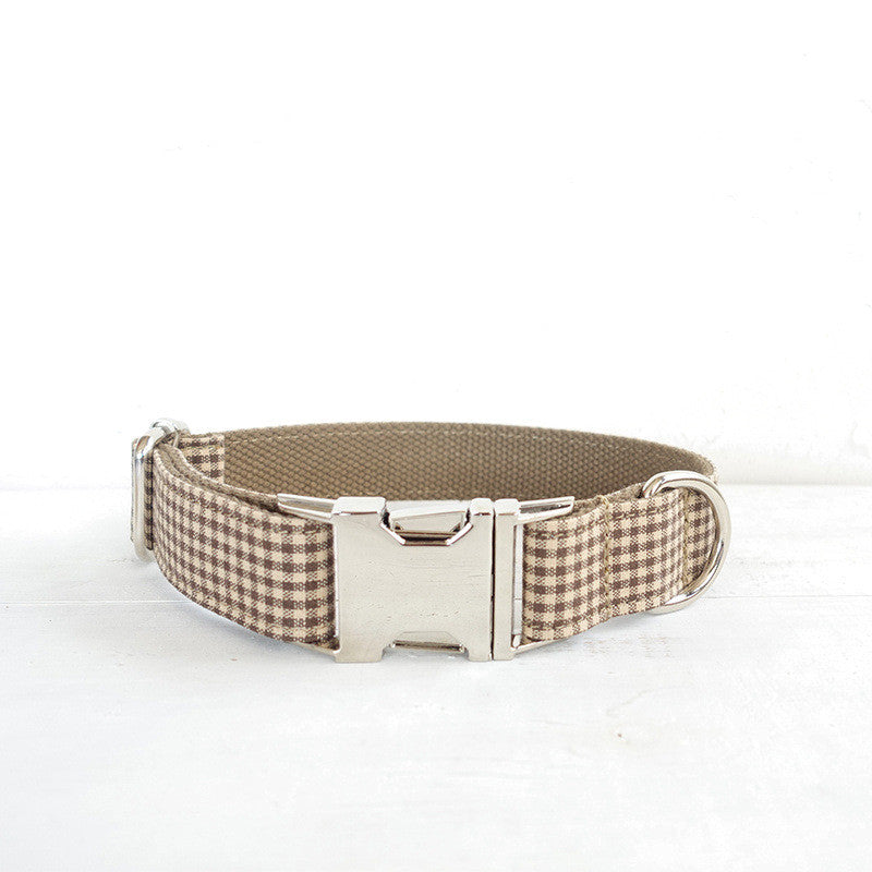 Cappuccino Plaid Bow Tie, Collar & Leash Set