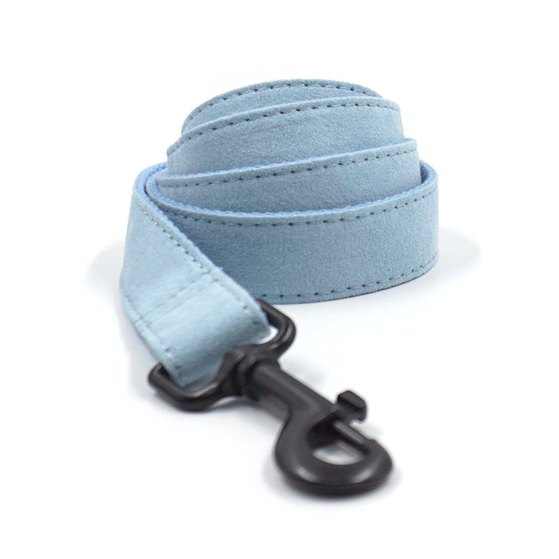 Light Blue Velvet Bow Tie, Leash, Collar & Bag Holder