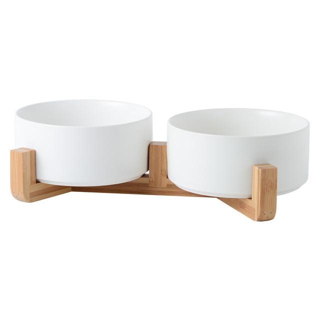 Ceramic Bowl with Wooden Stand