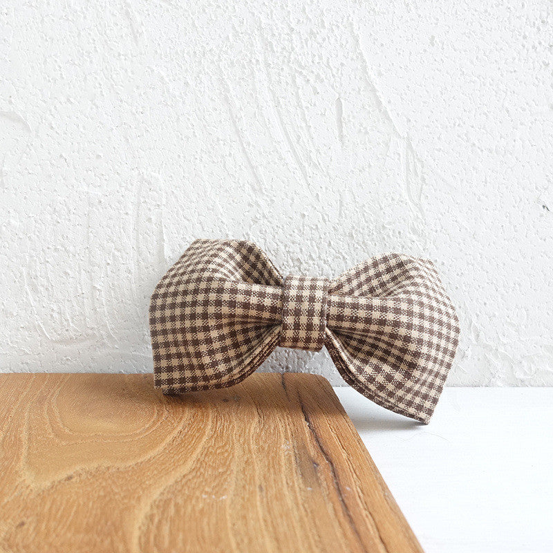 Cappuccino Plaid Bow Tie, Collar & Leash Set